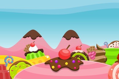 candy land background for fantasy video games