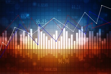 2d rendering stock market online business concept. business graph 