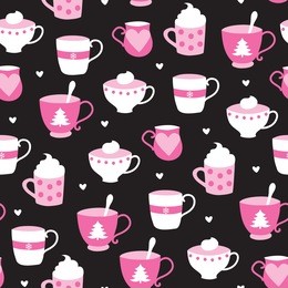 seamless cups pattern vector illustration