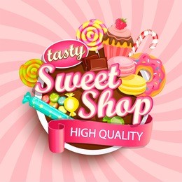 sweet shop logo label or emblem for your design. vector illustration.