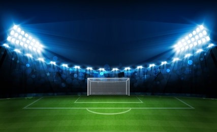 football arena field with bright stadium lights vector design. vector illumination