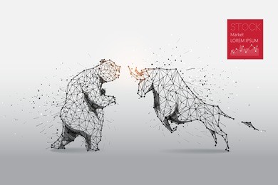 the particles, geometric art, line and dot of bear and bull
abstract vector illustration. 
graphic design concept of stock market
- line stroke weight editable