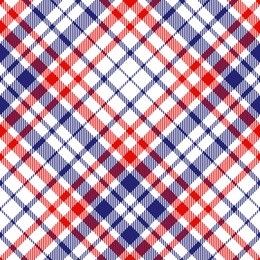 seamless tartan plaid pattern. checkered fabric texture print in red, white and blue. 