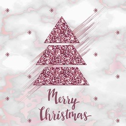 merry christmas gold rose marble poster or background, party invitation template with glitter, metal foil texture, lettering, winter holidays celebration banner, trendy illustration