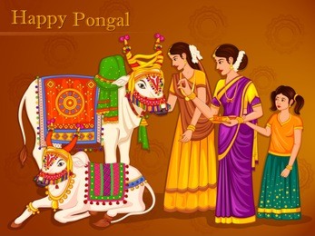 vector design of happy pongal religious traditional festival of tamil nadu india celebration background
