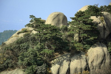 top of the hills at mount jiuhua, nine glorious mountains, one of the four sacred mountains of chinese buddhism located in qingyang county in anhui province in china.  