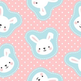 cute white bunny rabbit seamless pattern background, vector illustration