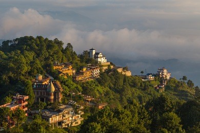 sunrise in nagarkot in the kathmandu valley. the edge of the valley from where is the best view of the himalaya.