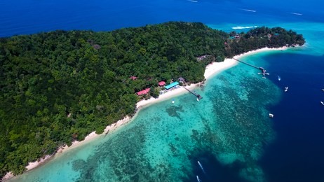 afternoon aerial view in manukan island, sabah, malaysia 