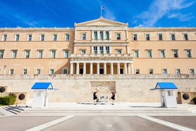 the hellenic parliament building on syntagma square in athens, greece