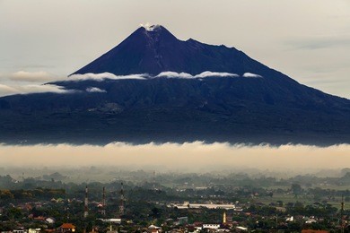 volcanic mountain (merapi) yogyakarta, indonesia. mount merapi aerial view