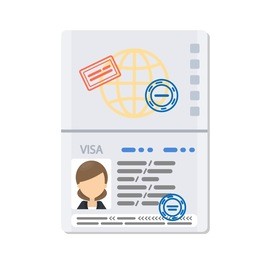 visa of woman. travelling document with photo and data.