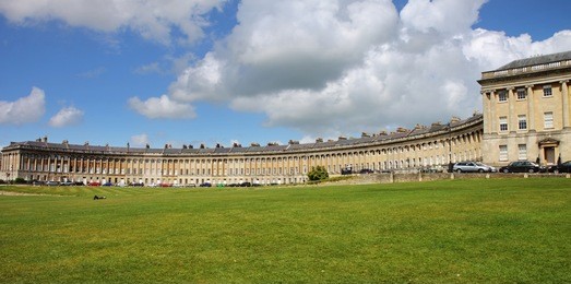 the famous crescent of georgian houses in bath city in england
