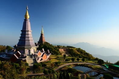 pagoda on the top of mountain  inthanon, chiang mai, thailand.