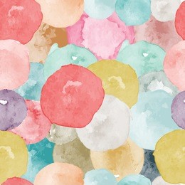 vector watercolor circles seamless pattern (tiled). retro hand drawn circles ornament. round shapes pattern. round shapes. painted ornament. grunge colorful rounds shapes.