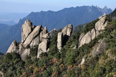 mount jiuhua, nine glorious mountains, is one of the four sacred mountains of chinese buddhism located in qingyang county in anhui province in china.  