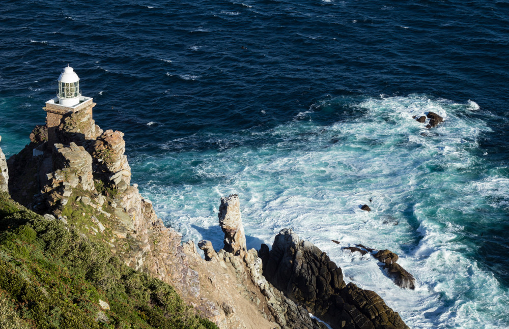 lighthouse of cape point in cape of good hope nature reserve in cape peninsula, western cape, south africa.