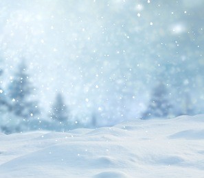 christmas background with fir tree branch.merry christmas and happy new year greeting card with copy-space.winter landscape with snow 