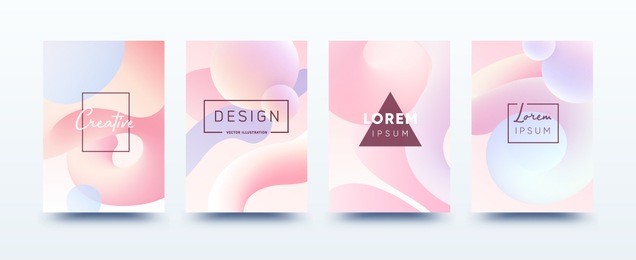 soft fluid shapes poster covers set with modern gradient background colors. vector templates for placards, banners, flyers, labels and reports. vector eps 10 illustration.