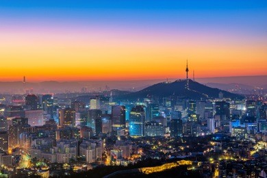 seoul city night scape south korea.