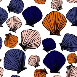 seamless pattern with colorful seashells
