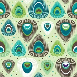 seamless exotic peacock pattern background in vector