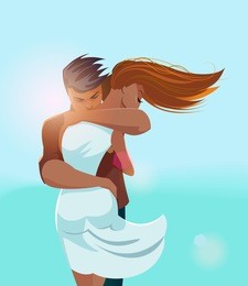 embraces of a loving couple. vector illustration