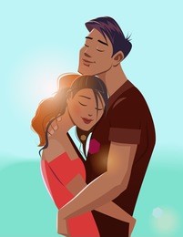 embraces of a loving couple. vector illustration