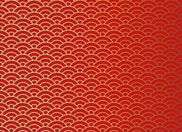 chinese traditional oriental ornament background, red golden clouds pattern seamless