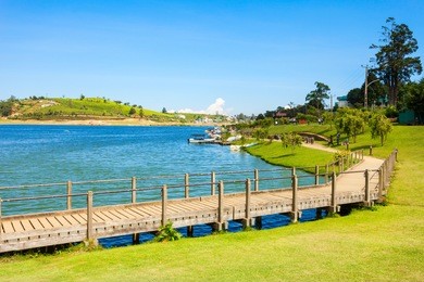 lake gregory and gregory park in nuwara eliya. lake gregory is a reservoir in centre of the tea country hill city nuwara eliya in sri lanka.