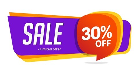 30 discount, sales vector badges for labels, , stickers, banners, tags, web stickers, new offer. discount origami sign banner