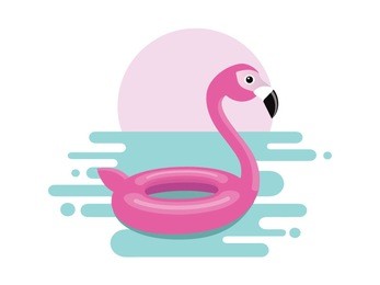 inflatable flamingo cute vector modern illustration