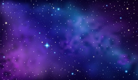 purple sky with nebula and stars. vector space background