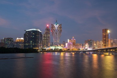 image of macau (macao), china. skyscraper hotel and casino building at downtown in macau (macao).