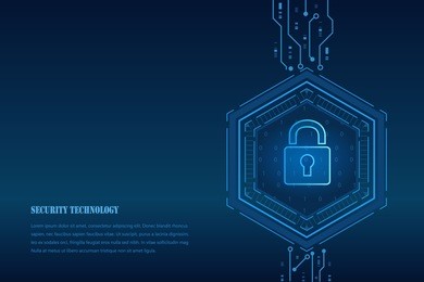 hexagon cyber security technology concept , shield with keyhole icon , personal data , vector illustration