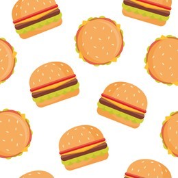 seamless vector pattern with burger on white background