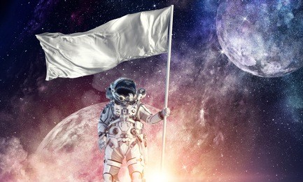 pioneer of space. mixed media