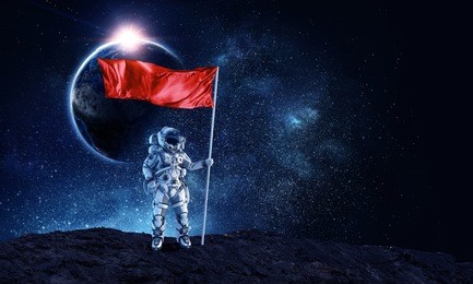 pioneer of space. mixed media