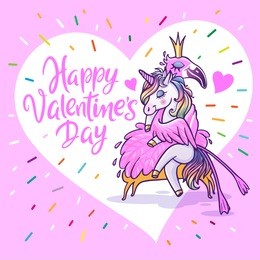 unicorn with flamingo. best friends forever. vector valentine's day card
