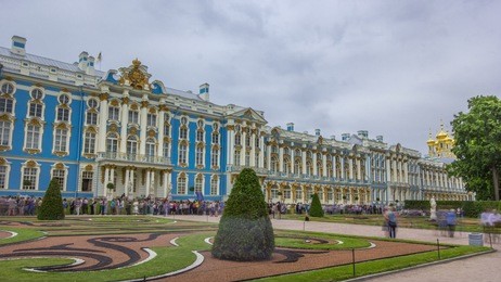 the catherine palace timelapse hyperlapse is a rococo palace located in the town of tsarskoye selo (pushkin), 25 km south-east of st. petersburg, russia.
