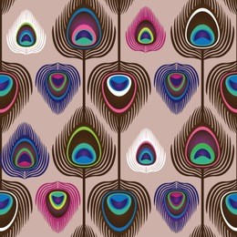 seamless peacock feather ornament pattern background in vector