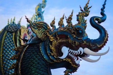 naga  art at rong sua ten temple, in the thailand