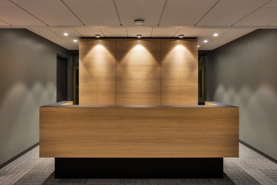 front view on the reception desk