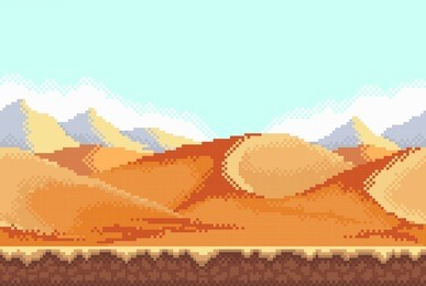 pixel background. desert. seamless when docking horizontally