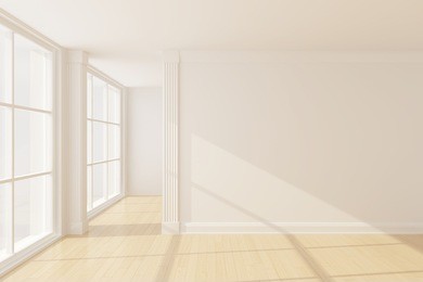 empty new room with big window