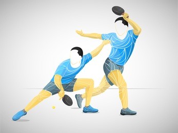 tennis player two. stylized player table tennis, ping pong, athlete, game, vector