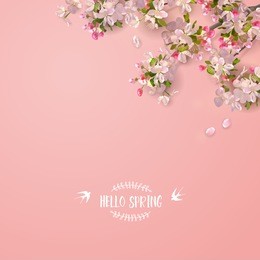 vector background with spring cherry blossom. sakura branch in springtime