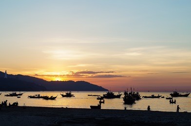 da nang, vietnam: the beauty of my khe beach on a early morning