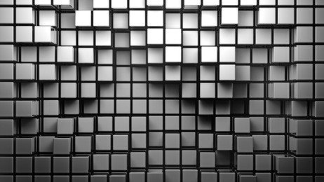 abstract smooth white metallic cubes as background 3d