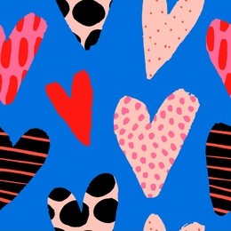 cute seamless pattern with hearts. valentine's day vector texture with hand drawn hearts.